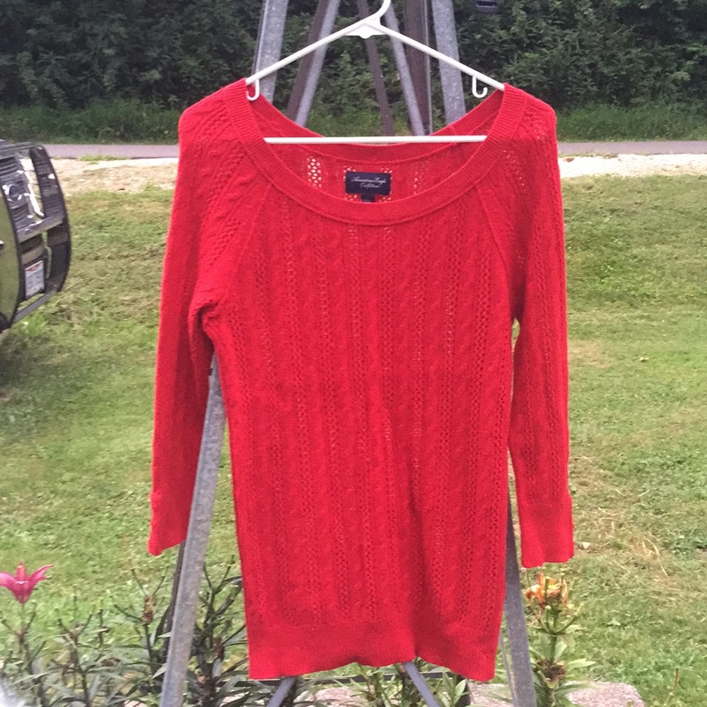 Red knit AE sweater